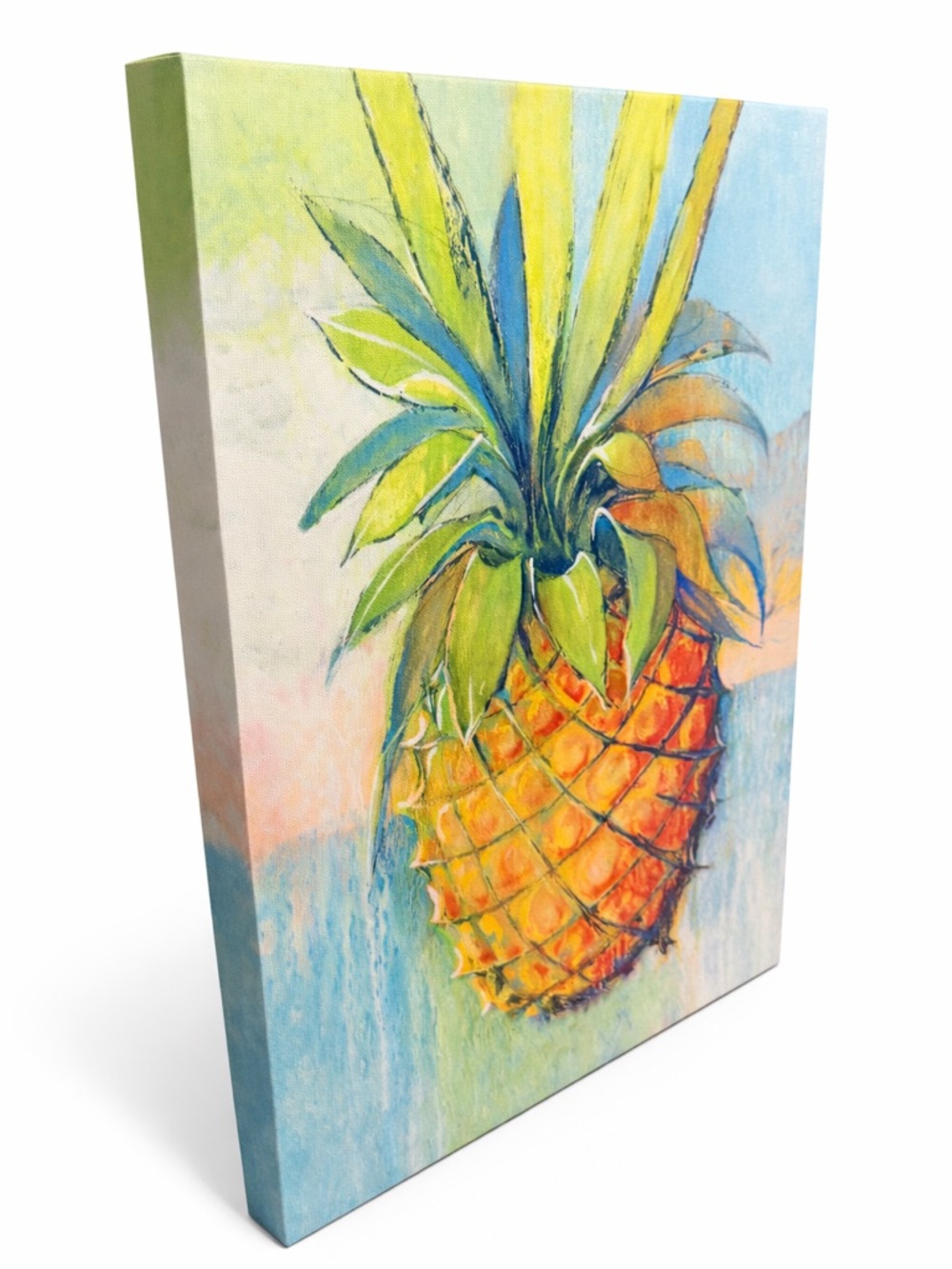 Tropical Pineapple Canvas Wall Art - Vibrant Orange & Green - Picture 3 of 4